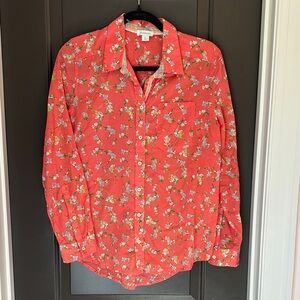 Sundance Coral Floral Shirt Size Small 100% Cotton